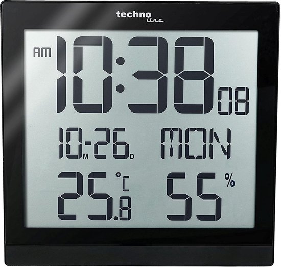 Technoline WS 8015 Digitale tafel/wandklok met Datum, Temperatuu